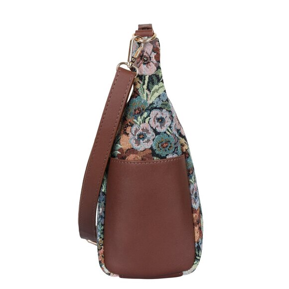 Botanical Pattern Tapestry Fabric Hobo Crossbody Bag for Women, Sling Bag - Picture 7 of 8